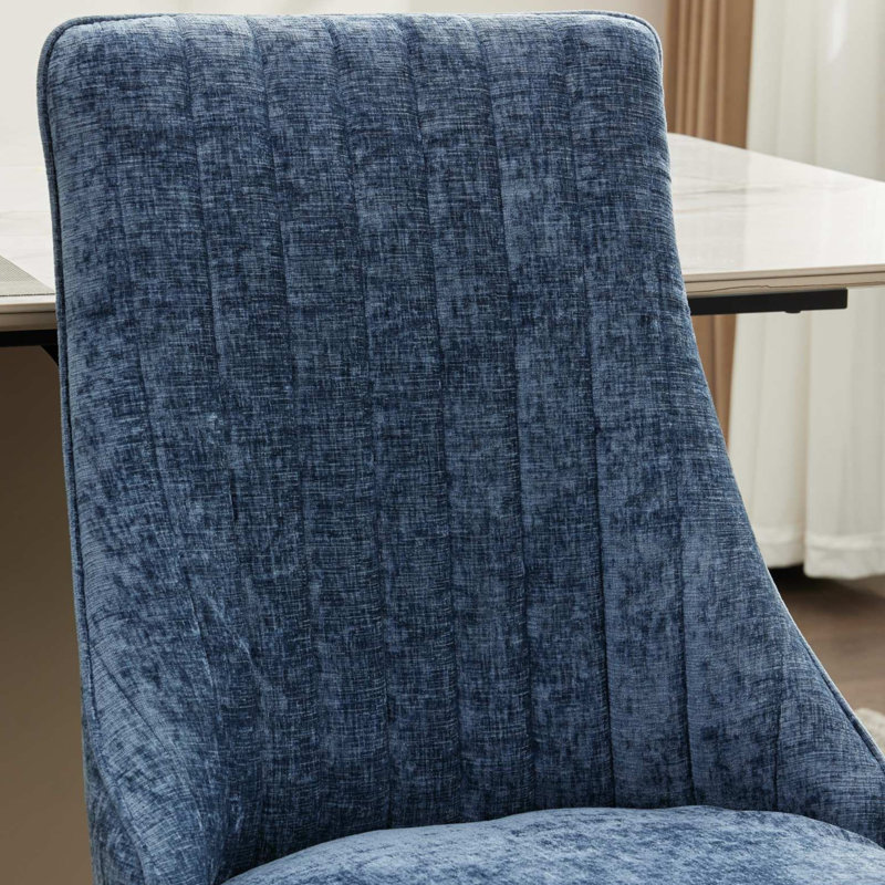 Chaises de salle à manger rembourrées en bois massif American Traditional, Bleu, Argent argent