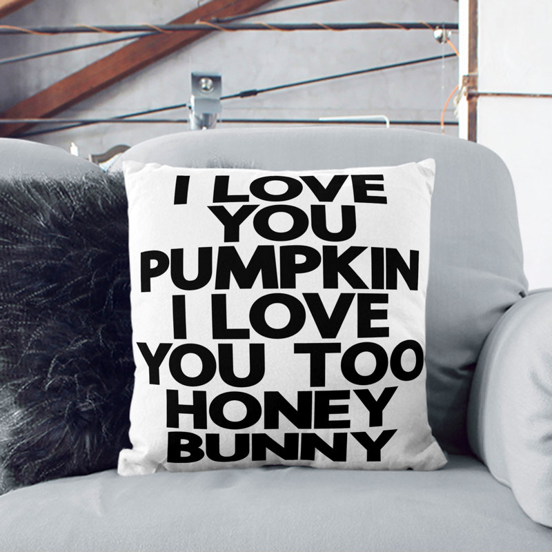 Pumpkin and Honey Bunny Typography Scatter Cushion, 40cm H x 40cm W x 15cm D