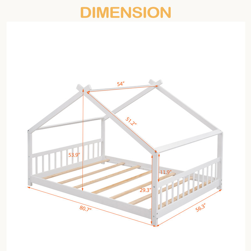 Lit en bois House House, Lit double, Blanc