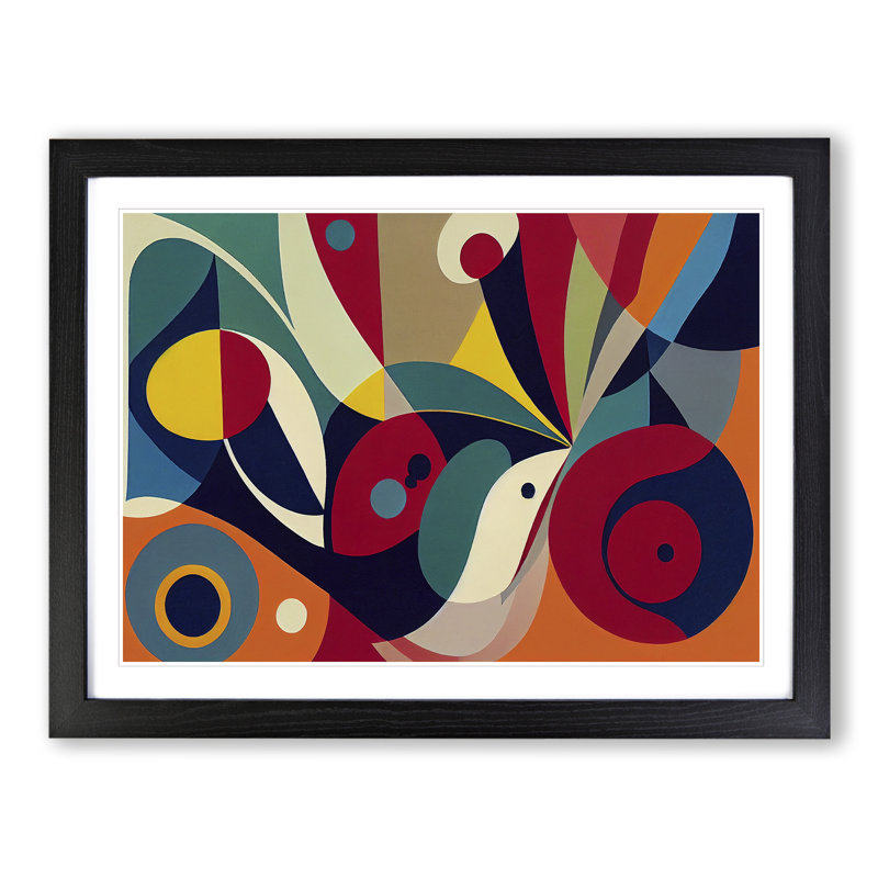 Enlivening Modern Abstract - Single Picture Frame Print, 46cm H x 64cm W x 2cm D, Black 