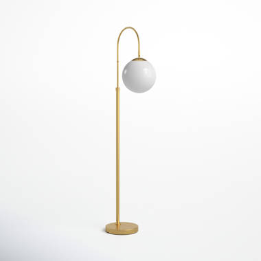 62 Arched Floor Lamp with Remote Control and Bulb Included Latitude Run Base Finish: Gold