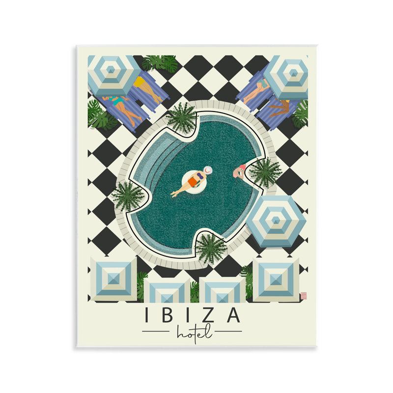 Plaque murale de piscine aérienne Ibiza Hotel, design par Jen Bucheli