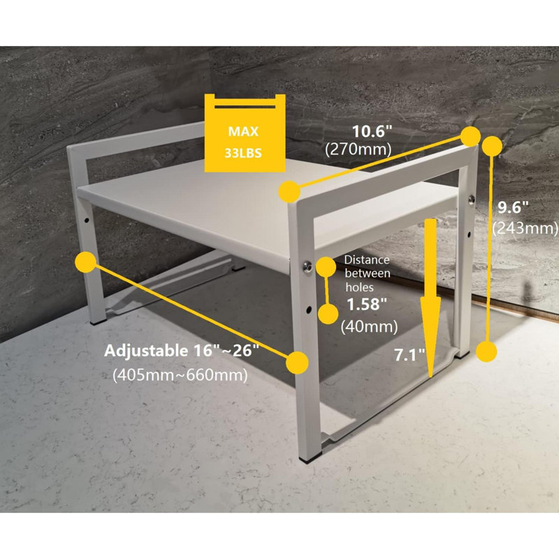 Expandable Cabinet Shelf Organizer 16-26" L Stackable Kitchen Counter Shelf Rack Stand Sink Shelf Riser Countertop Storage (Wide 10.6”D)
