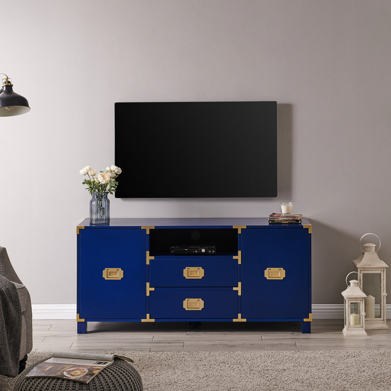 Console média chic marine - 52,52 po Profond, pour téléviseur de 50 à 59 pouces avec rangement ouvert