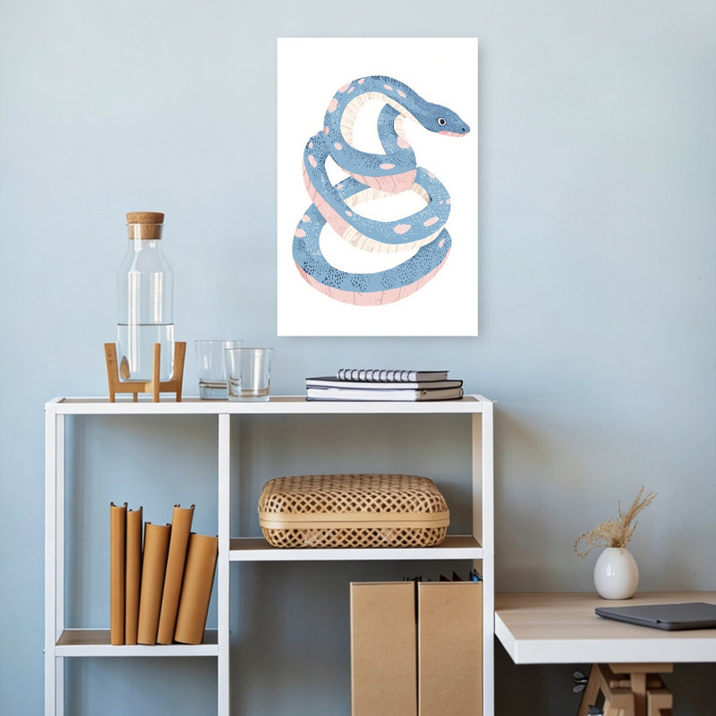 Whimsical Blue Snake Modern Whimsical Snake Nature Ocean Wall Art Print 1 Piece Wrapped Canvas Wall Art