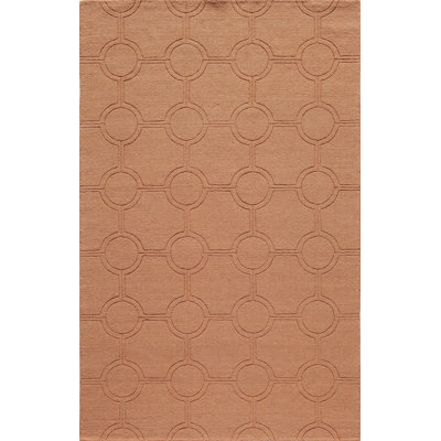 Geometric Hand Hooked Wool Rust Area Rug