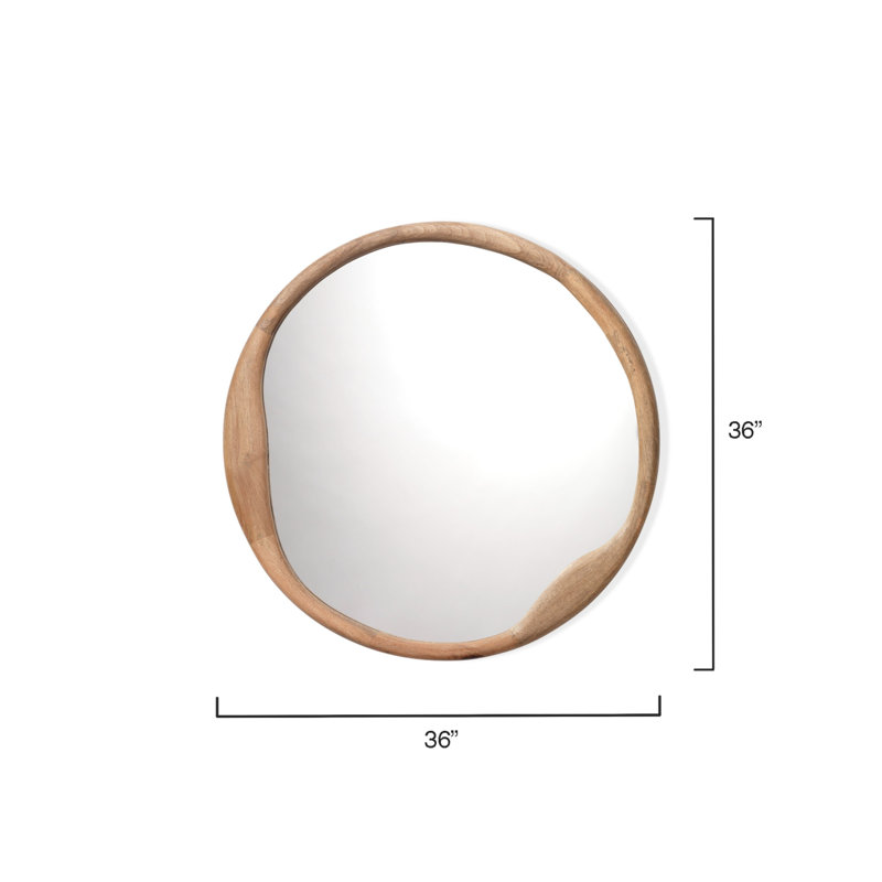 Metal, Brass Flat Wall Mirror, Natural , Wood