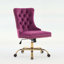 Chaise de bureau rembourrée en velours capitonnée avec base en métal doré, réglable et pivotante (mauve) Furniture