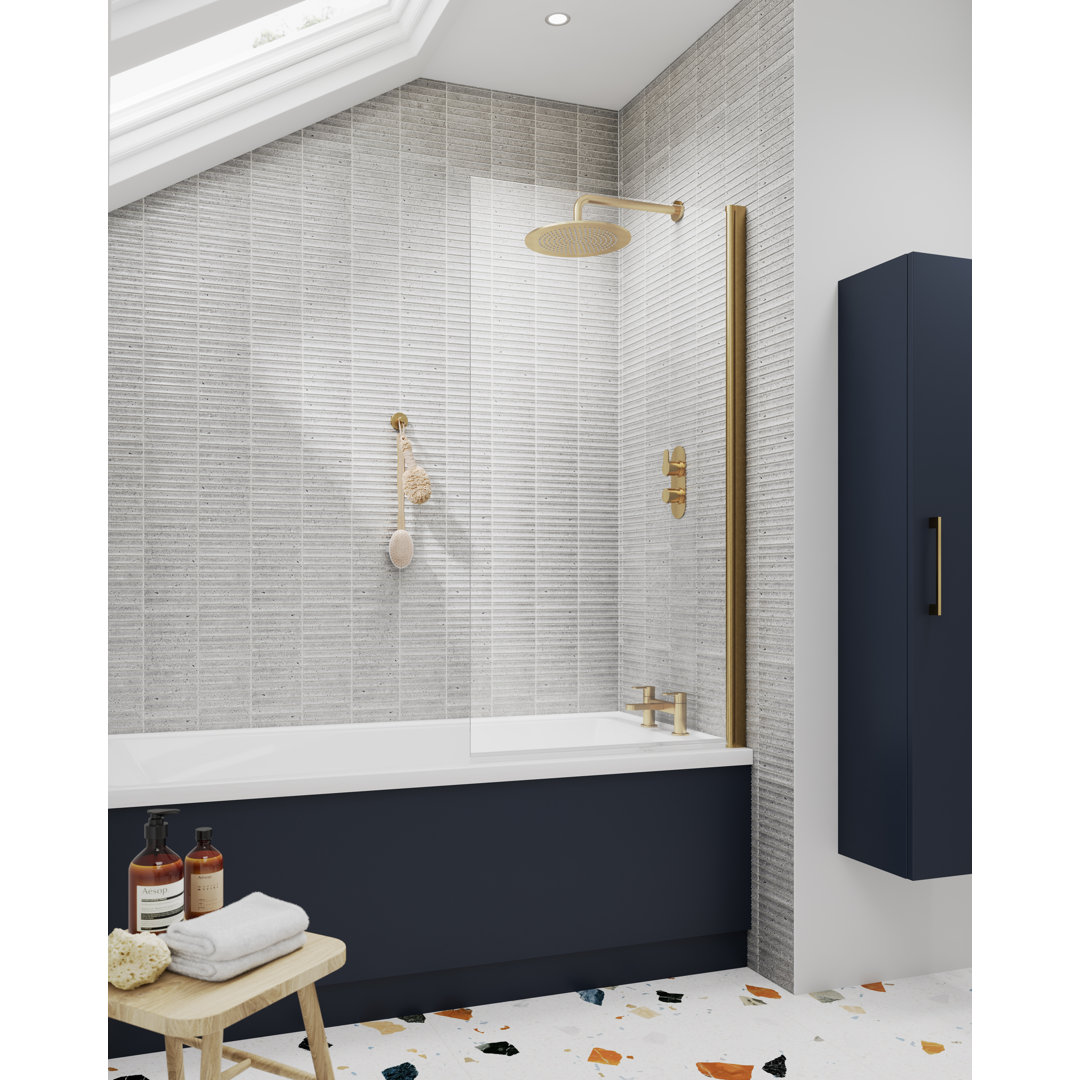 Pacific 775mm - 790mm W x 1430mm H Hinged Semi-Frameless Tub Door with Clear Glass