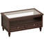 Table basse de 39,4 po de style ferme avec rangement, table de centre rectangulaire en bois avec plateau en verre trempé, 2 tiroirs et tablette de rangement ouverte, table d'appoint rétro pour salon, appartement et petits espaces-1967264741