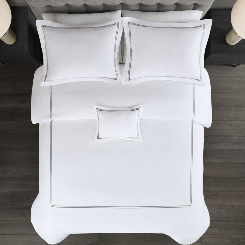 5 édredon en coton, 500 fils, double / grand avec fermeture à glissière et taie d'oreiller de luxe, housse de couette 100%