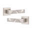 1 Pair Modern Nova Premium Design Door Handles on Square Rose in Satin Nickel Finish