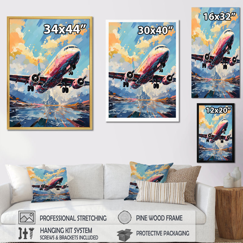 Pop Art Skyward Bound Plane, H 40 po x l 30 po x P 1,5 po, Toile tendue