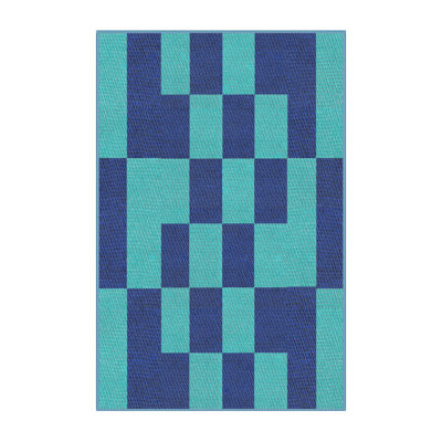 Tapis bleu/vert léger tissé à la machine
