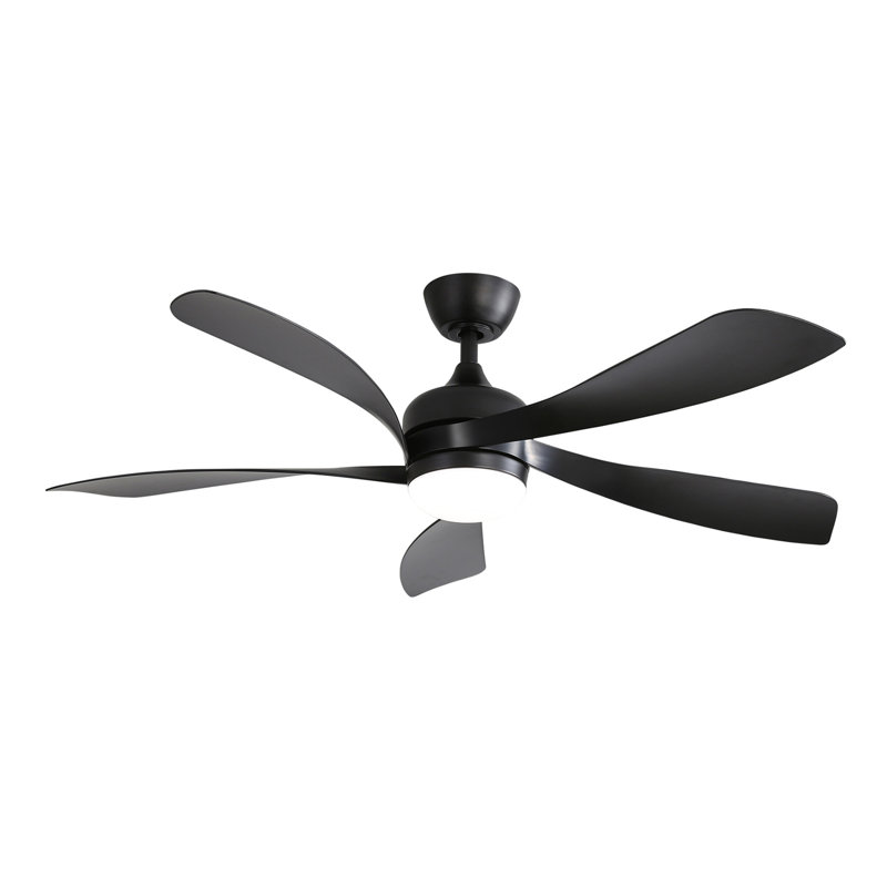 52 Inch Modern Ceiling Fan With 3 Color Dimmable 5 ABS Blades Remote Control Reversible DC Motor With Led Light, Black, Black