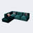 Dark green light luxury suede module sofa