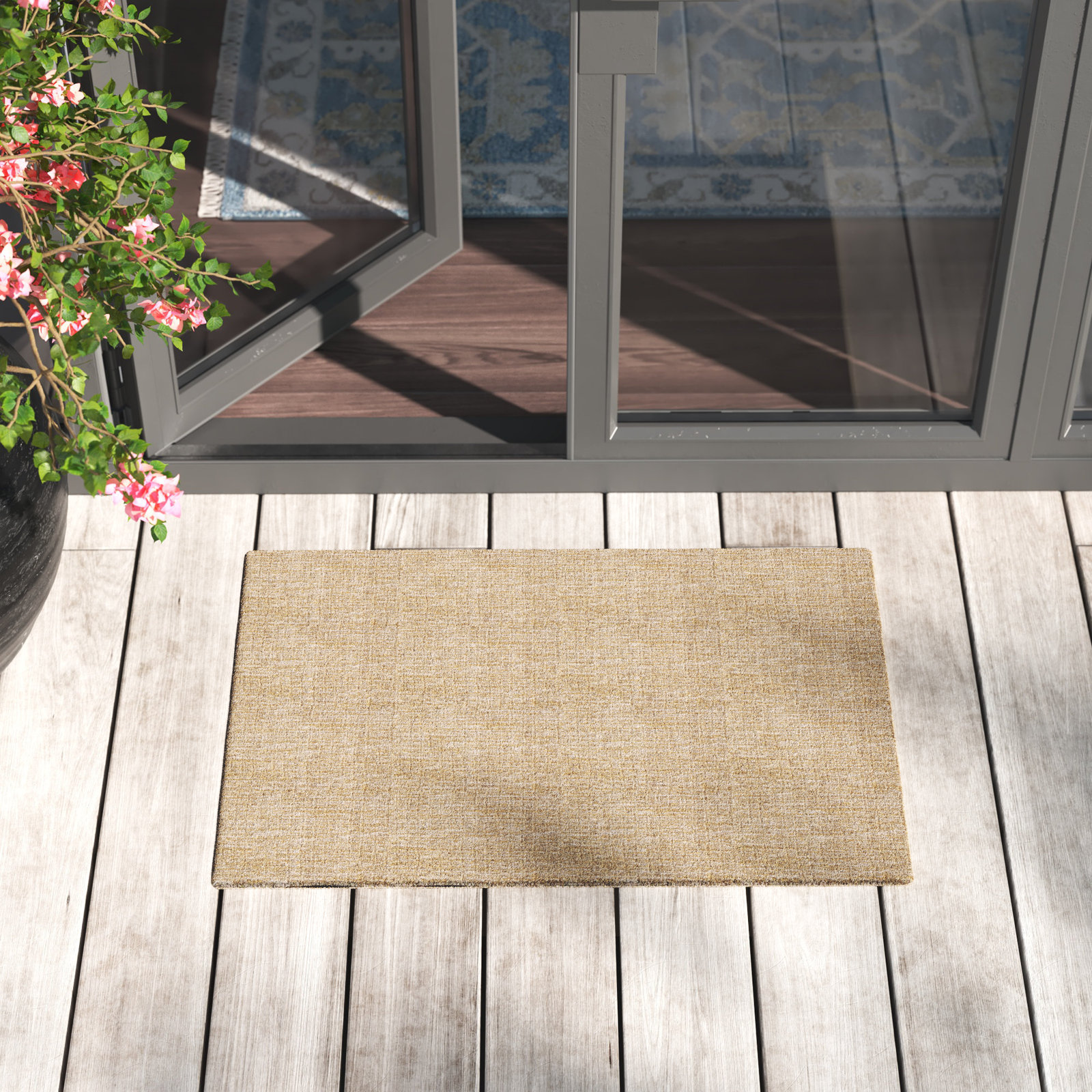 Cullan Handmade Performance Ochre/White Indoor/Outdoor Rug, Rectangle 2' x 3'