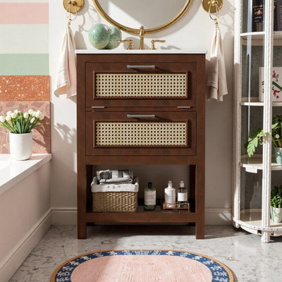 Meuble-lavabo 24 po avec lavabo en céramique, meuble de rangement, conception moderne