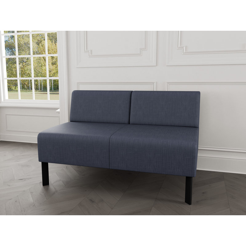Causeuse sans accoudoirs Luxe Lounge, Plot Line bleu marine, Acier noir