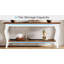 Console rétro vintage avec 2 tablettes, canapé extra long pour grands canapés modulaires et rangement dans le vestibule