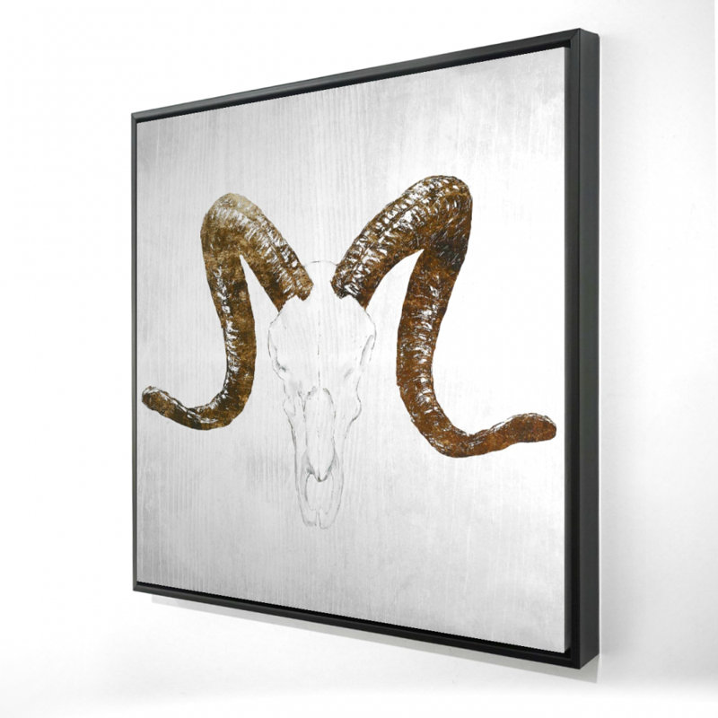 Aeries Skull with Brown Horns - Scandinavian Canvas Decor