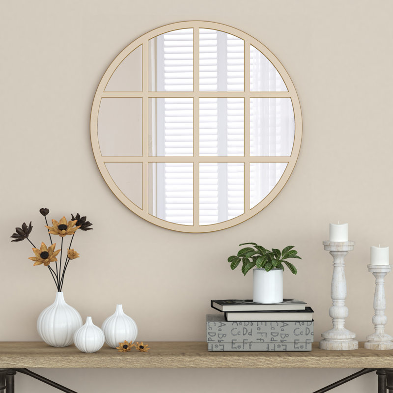 Miroir rond mural, Doré