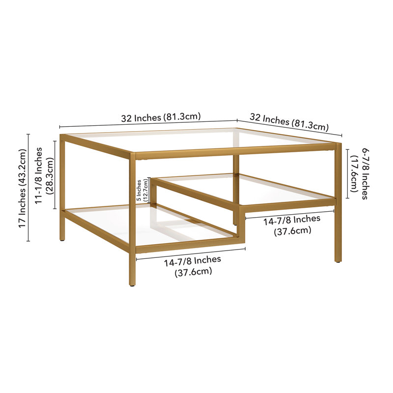 Table basse avec rangement Lovett, Laiton