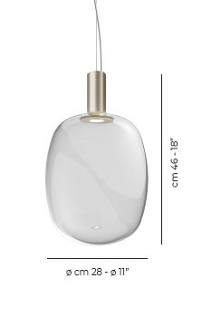Riflesso 1 - Light Pendant, 97" H x 11" W x 11" D, Crystal Transparent, Matte Gold