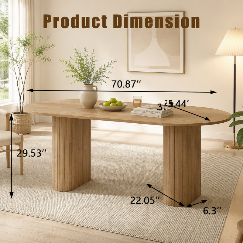 Table ovale pour 4 à 8 personnes, Beige/Light Natural