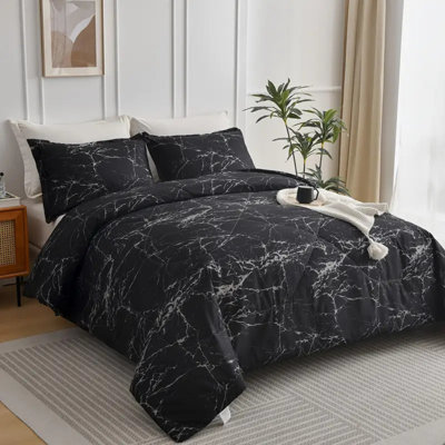Black Marble Printed Sparkling Bedding Set