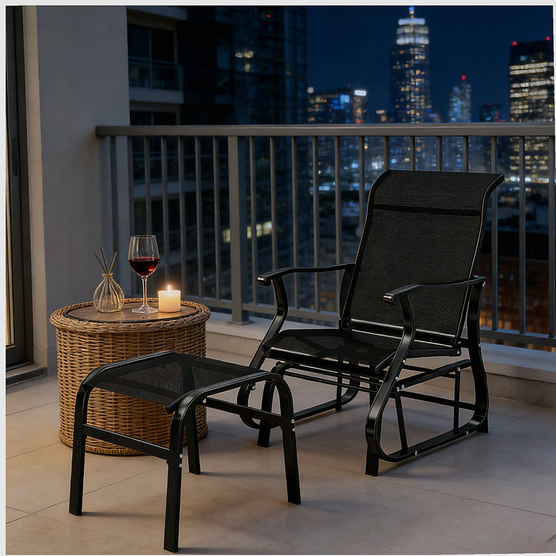 Fauteuil oscillant d'extérieur à haut dossier Garden, Noir