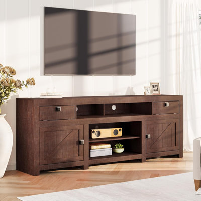 Meuble télé Farmhouse pour téléviseur de 65 po de hauteur, 25 po de hauteur avec 2 tiroirs et armoires