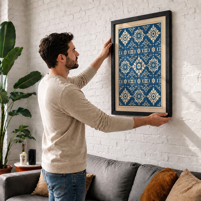 Ornamental Geometry Geometric - Framed Print, A1 - 84.1 x 59.4 cm, Black