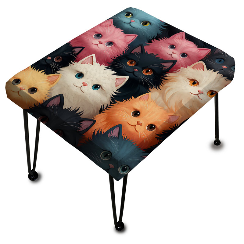 Zendell - Motif de chat rose et bleu pour chambre de bébé - Repose-pieds rectangulaire imprimé animal