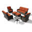 Ensemble de conversation de patio en osier 7 pièces avec fauteuil pivotant 360 ° et coussins capitonnés Holoman-130063079-130063082
