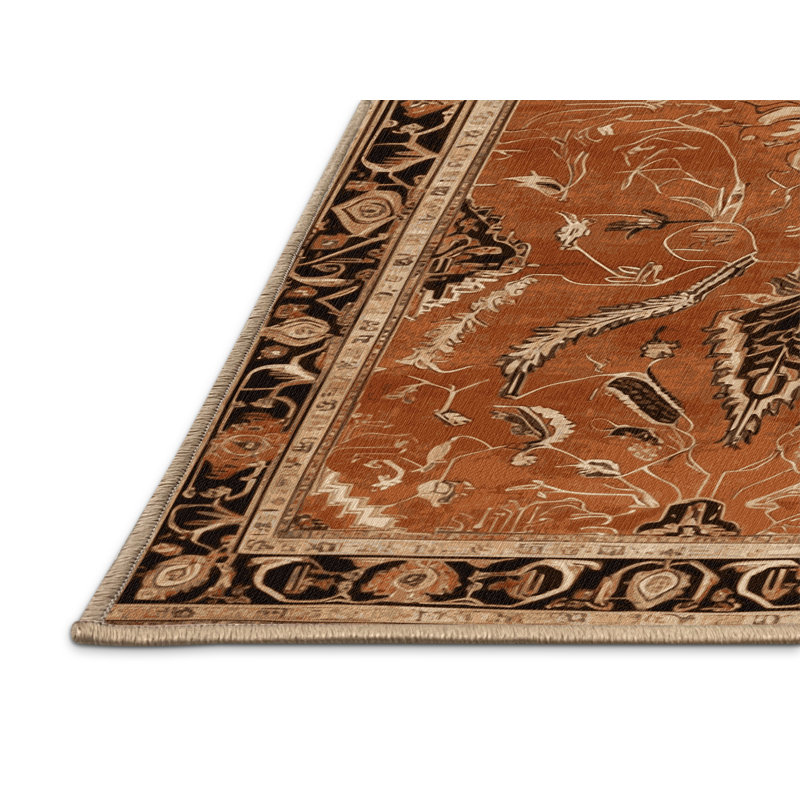 Machine Washable Persian Brown Area Rug, Runner 2' x 4'