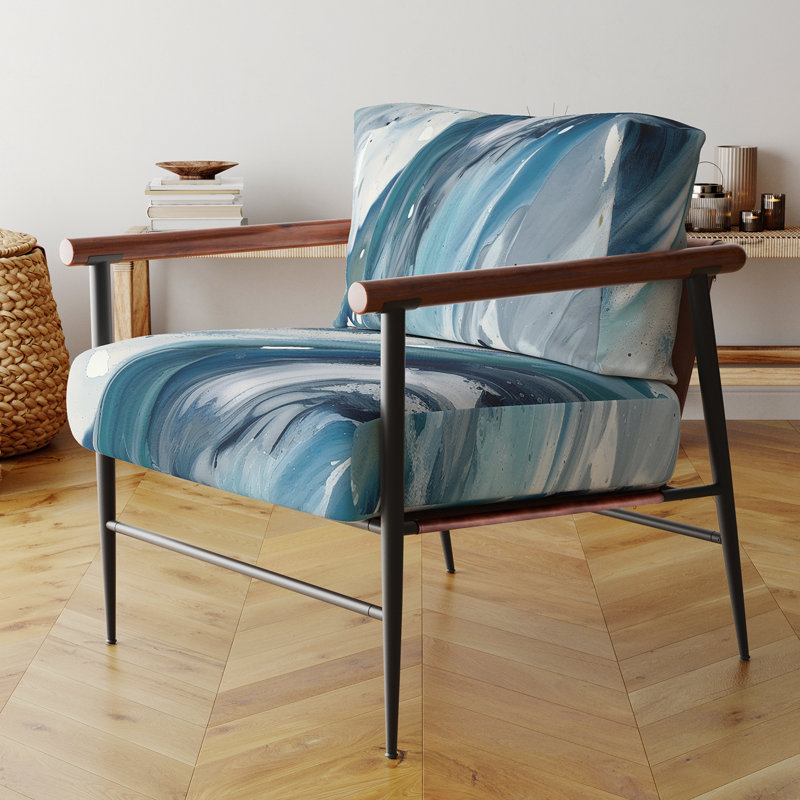 Chaise avec accoudoirs recouverte de peinture abstraite Currahee, Noir, noir, noir, noir