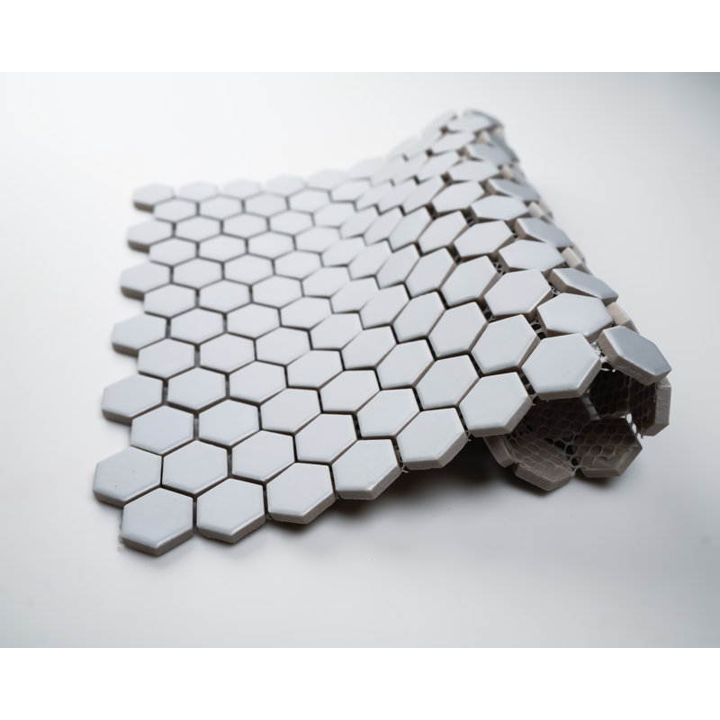 1X1" Hexagon Matte Porcelain Mosaic Tile - (Box Of 20 Sheets), Gray, 1x1