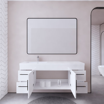 Bastri 59.06'' Single Bathroom Vanity with Acrylic Top