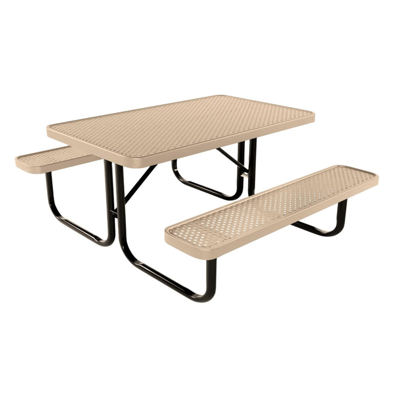 Table de pique-nique rectangulaire de 120 cm, perforée, beige, pour enfants, 4ft Rect Kids, Punched, Tanné