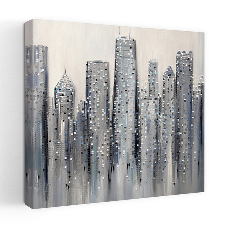 «Chicago Abstract Contemporary Architecture City», art mural, H 36 po x l 36 po