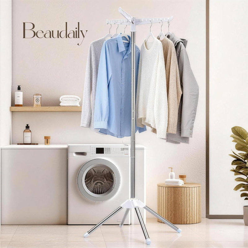 Séchoir à linge pliable, séchoir à vêtements d'intérieur de 59 pouces avec 3 bras rotatifs
