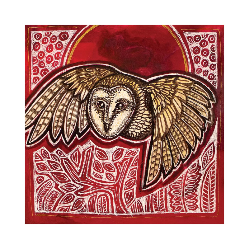 Owl And Red Moon by Lynnette Shelley - Wrapped Canvas Print, 30.48 cm H x 30.48 cm W