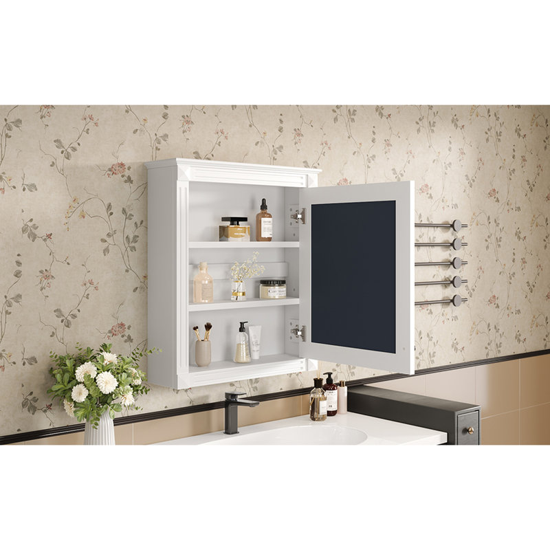 Wall Mounted Bathroom Organizer Cabinet - , Modern Appearance 24'' X 27'' Mirror For Proof, White