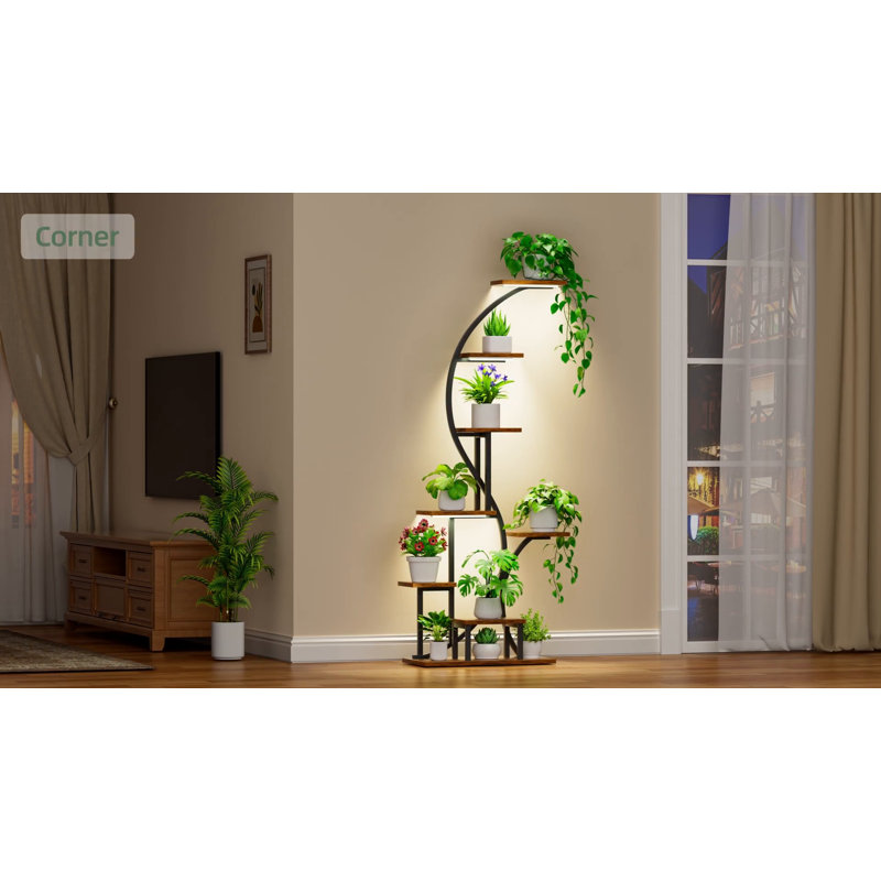 65" Tall 8-Tier Indoor Plant Stand with Grow Light