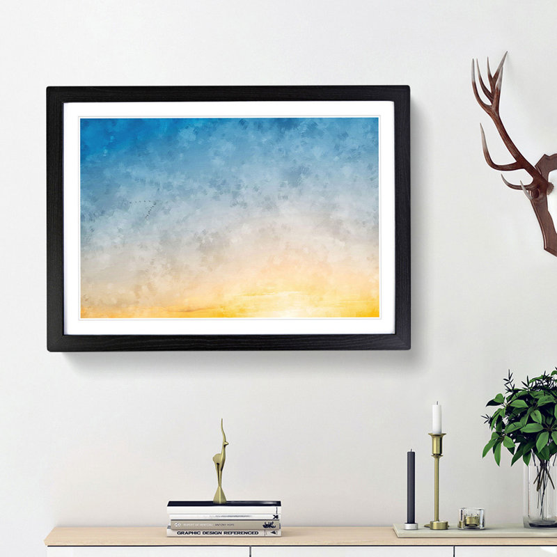 Flock Of Birds - Single Picture Frame Print on MDF, 45cm H x 63cm W x 2cm D, Black Framed