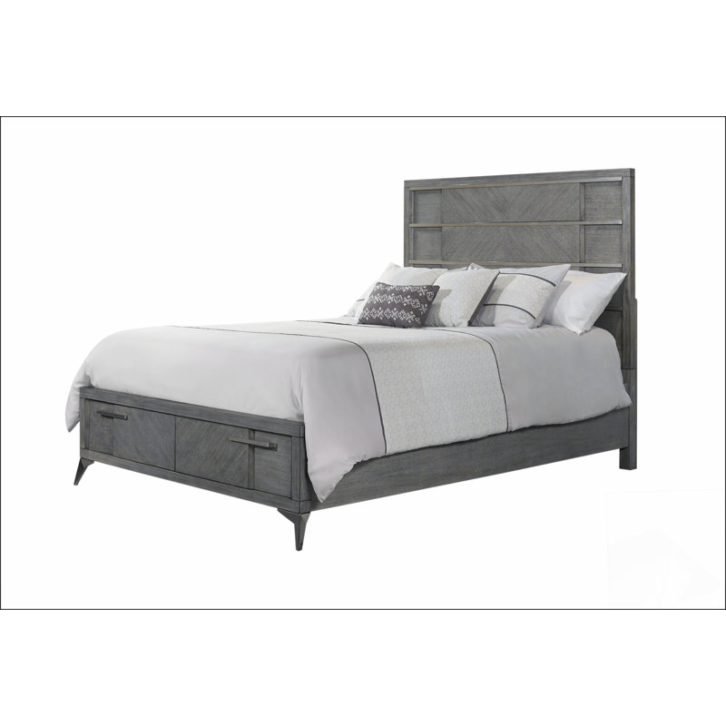 Lit gris avec placage Bookmatched