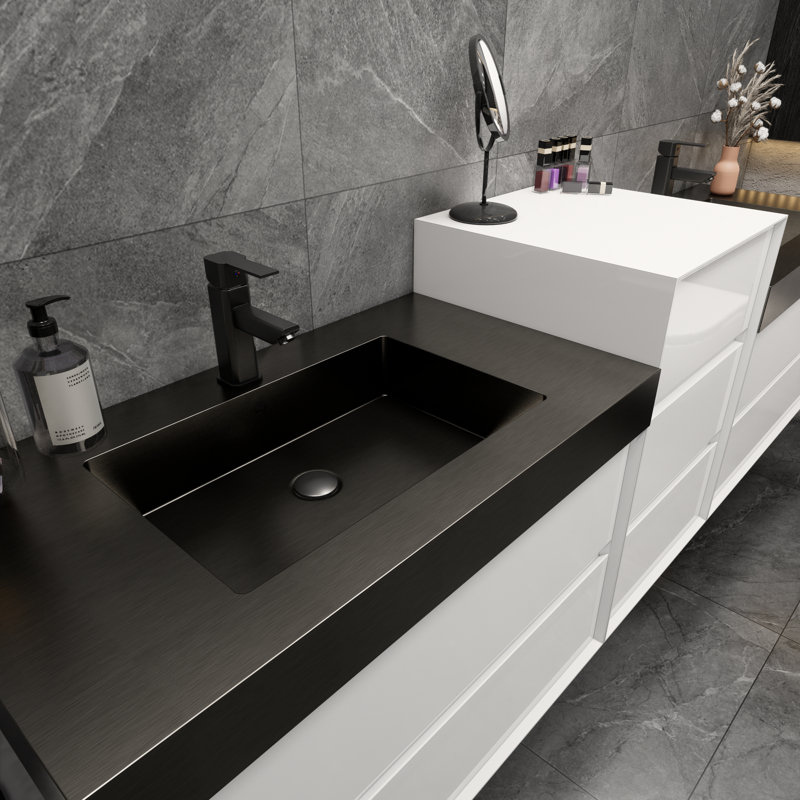 Golitz Wall-Mounted Double Bathroom Vanity Set, Glossy White