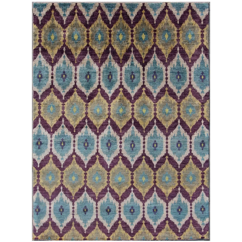 Geometric Hand Knotted Area Rug, Rectangle 177 x 236cm