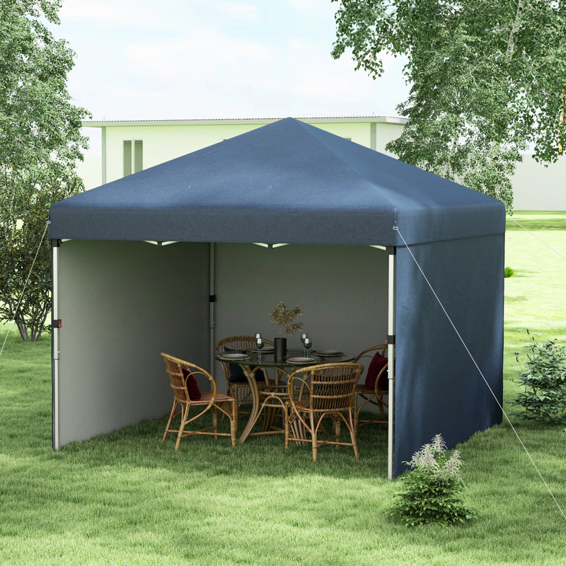 Auvent 10 'X 3 parois latérales, fonction de hauteur personnalisable. Tissu UV30 +. Comprend un sac de transport et des sacs de poids pour les jambes. Pavillon de jardin bleu marine Abri protégé